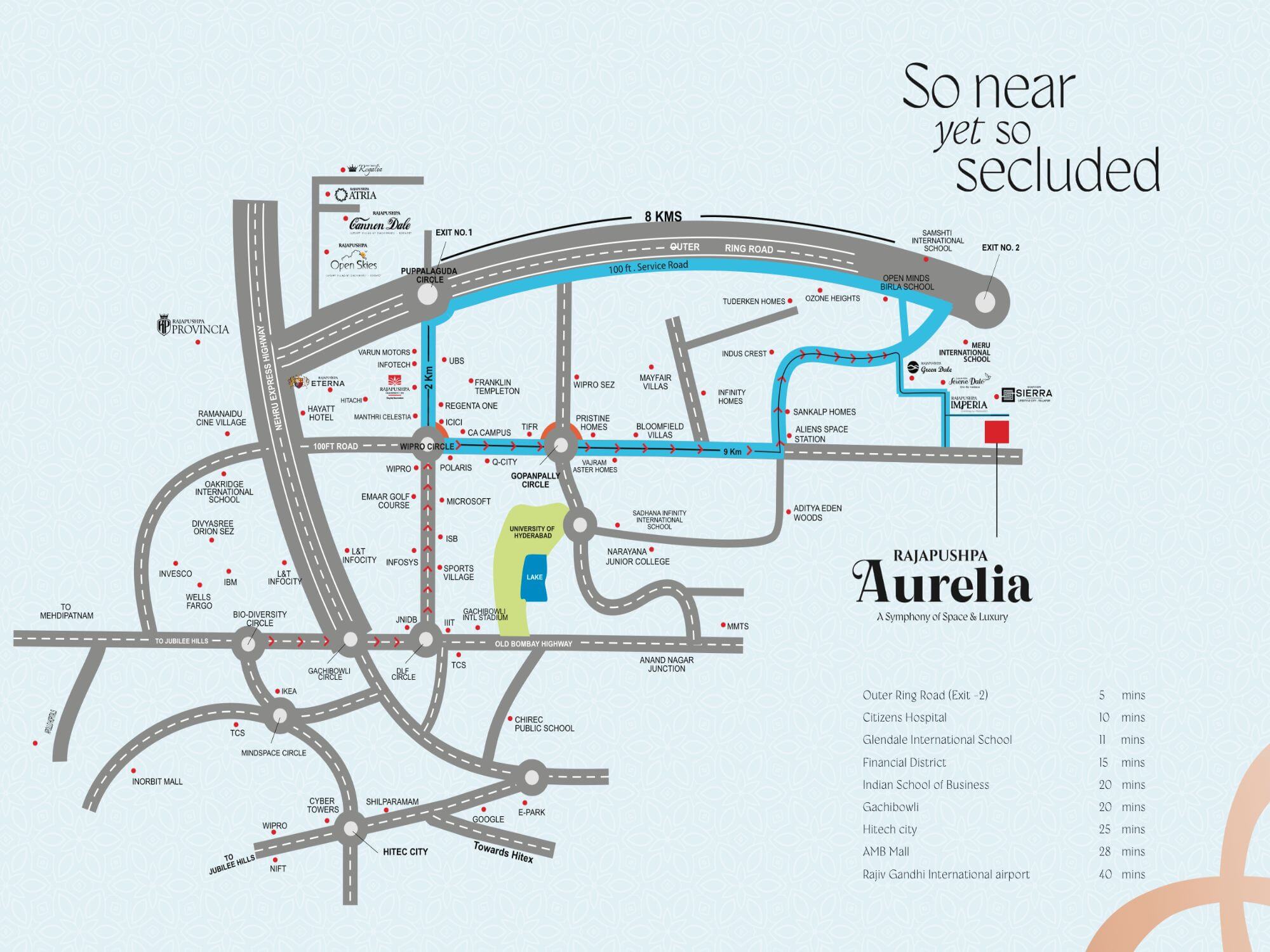 Rajapushpa Lifestyle City Tellapur Location Map